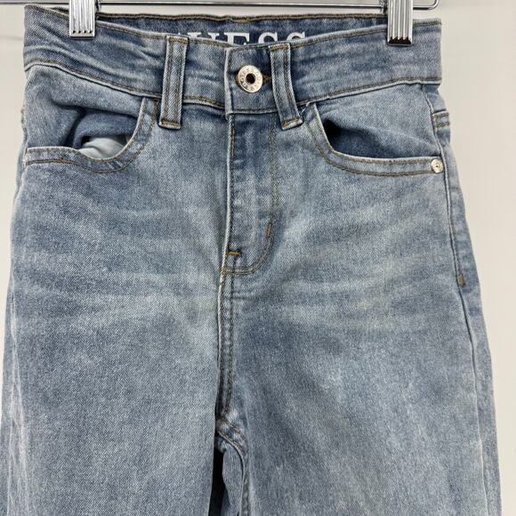 GUESS 90s Y2K Trendy Vtg Light Colored Jeans Girls Size 8 Cuffed Pants Logo - Picture 3 of 11